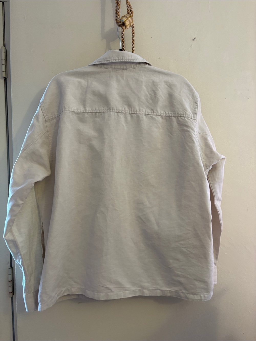 Uniqlo Men's Lightweight Cream Button-Front Shirt Jacket. Cotton.  Linen - Picture 2 of 10